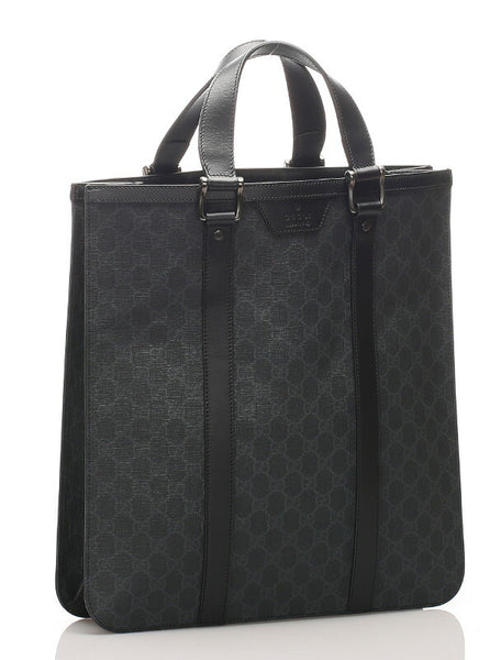 グッチ GGスプリーム 322072 ブラック 黒 キャンバス レザー トートバッグ レディース GUCCI 中古