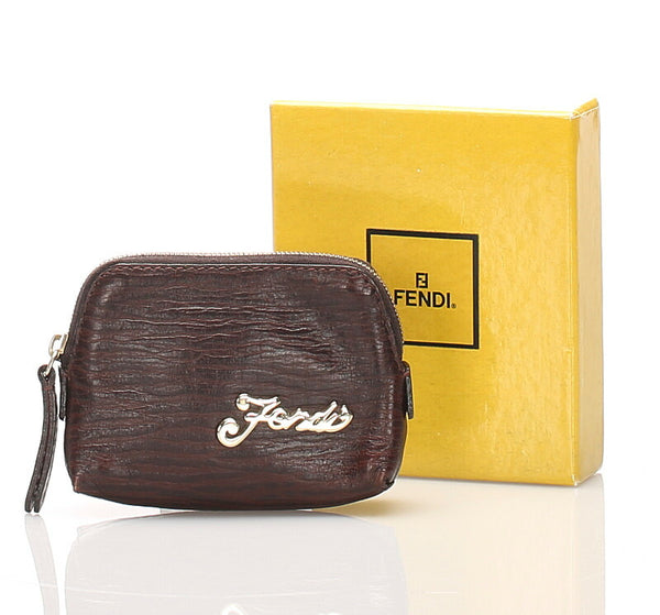 フェンディ ブラウン 茶 レザー コインケース レディース FENDI 中古