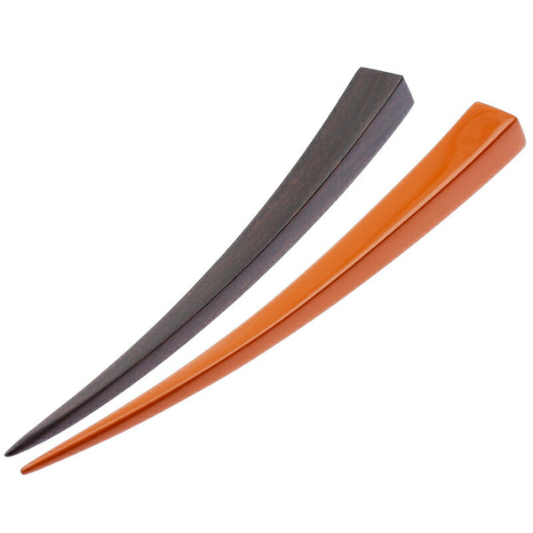 エルメス ブラウン オレンジ プラスチック ヘアアクセサリー かんざし 2コセット レディース HERMES 中古