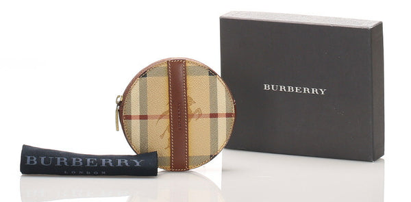 バーバリー ノバチェック ブラウン 茶 PVC レザー コインケース レディース BURBERRY 中古