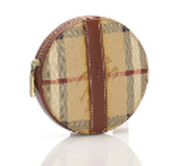 バーバリー ノバチェック ブラウン 茶 PVC レザー コインケース レディース BURBERRY 中古