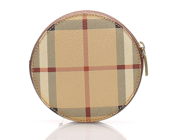 バーバリー ノバチェック ブラウン 茶 PVC レザー コインケース レディース BURBERRY 中古