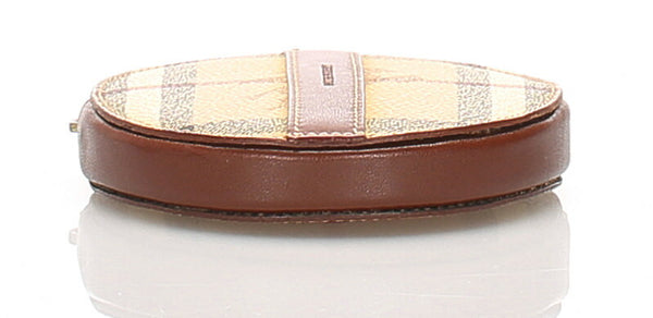 バーバリー ノバチェック ブラウン 茶 PVC レザー コインケース レディース BURBERRY 中古