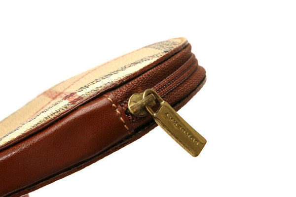 バーバリー ノバチェック ブラウン 茶 PVC レザー コインケース レディース BURBERRY 中古