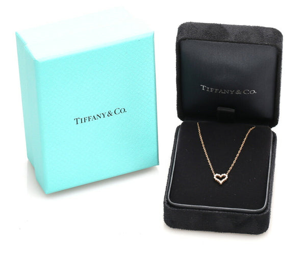 ティファニー K18PG ピンクゴールド センチメンタルハート ダイヤ ネックレス レディース TIFFANY&Co. 中古