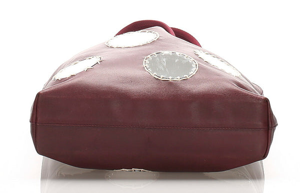 プラダ ミラー付き ボルドー レザー トートバッグ レディース PRADA 中古