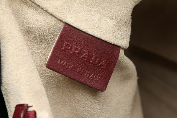 プラダ ミラー付き ボルドー レザー トートバッグ レディース PRADA 中古
