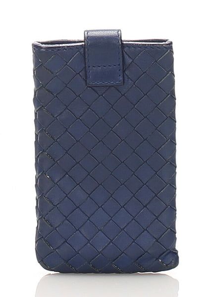 ボッテガヴェネタ イントレチャート ブルー  レザー シガレットケース レディース BOTTEGAVENETA 中古