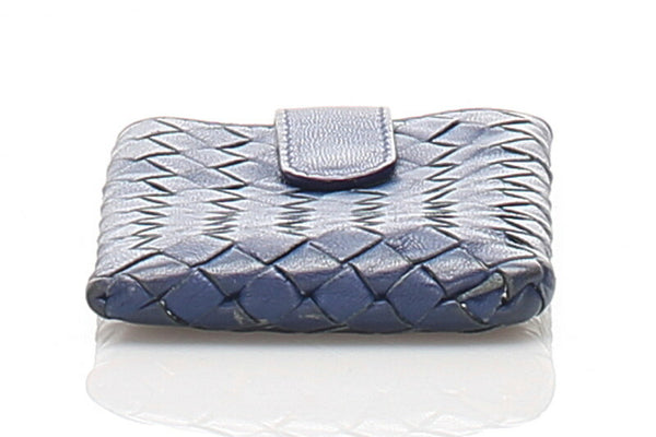 ボッテガヴェネタ イントレチャート ブルー  レザー シガレットケース レディース BOTTEGAVENETA 中古