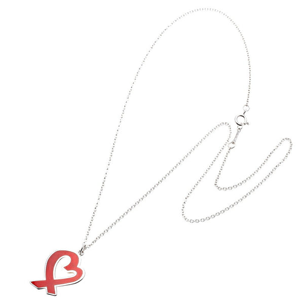 ティファニー レッド SV925 シルバー エナメル ラビングハート ネックレス レディース TIFFANY&Co. 中古