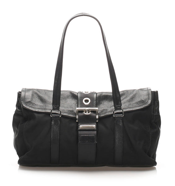 プラダ ブラック ナイロン レザー トートバッグ レディース PRADA 中古