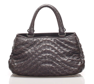ボッテガヴェネタ イントレチャート パープル  レザー ハンドバッグ レディース BOTTEGAVENETA 中古