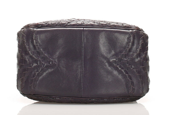 ボッテガヴェネタ イントレチャート パープル  レザー ハンドバッグ レディース BOTTEGAVENETA 中古