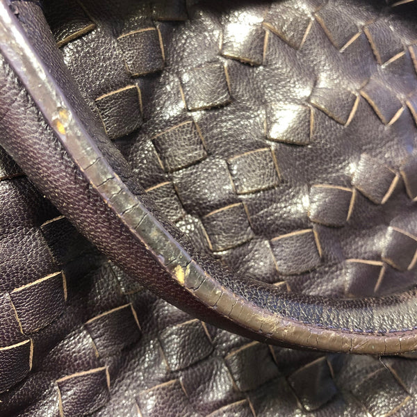 ボッテガヴェネタ イントレチャート パープル  レザー ハンドバッグ レディース BOTTEGAVENETA 中古