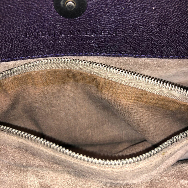 ボッテガヴェネタ イントレチャート パープル  レザー ハンドバッグ レディース BOTTEGAVENETA 中古
