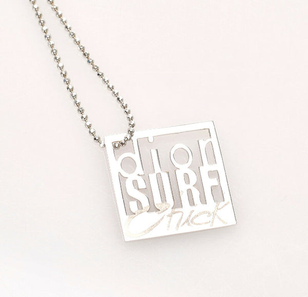 クリスチャンディオール スクエア　サーフ シルバー メタル ネックレス レディース Christian Dior 中古