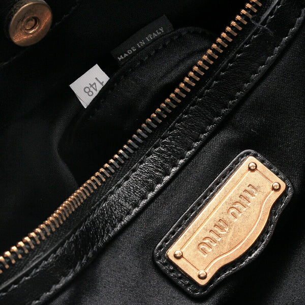 ミュウミュウ ブラック  レザー ショルダーバッグ レディース MIUMIU 中古