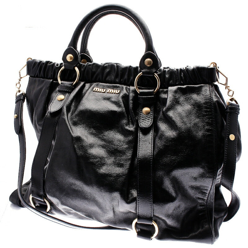 ミュウミュウ ブラック  レザー ショルダーバッグ レディース MIUMIU 中古