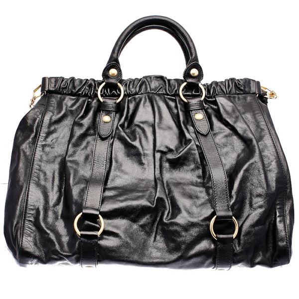 ミュウミュウ ブラック  レザー ショルダーバッグ レディース MIUMIU 中古