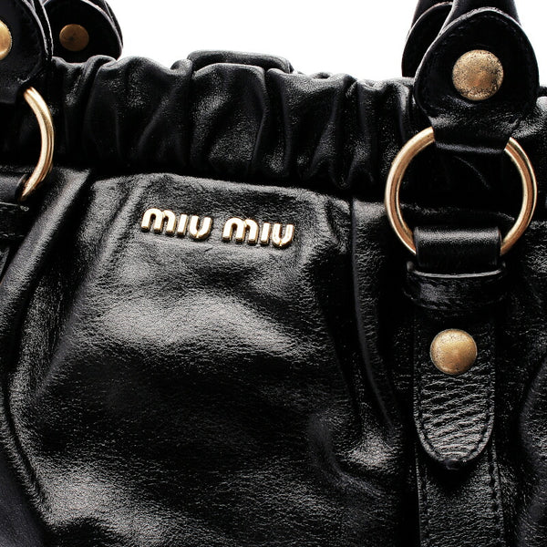 ミュウミュウ ブラック  レザー ショルダーバッグ レディース MIUMIU 中古