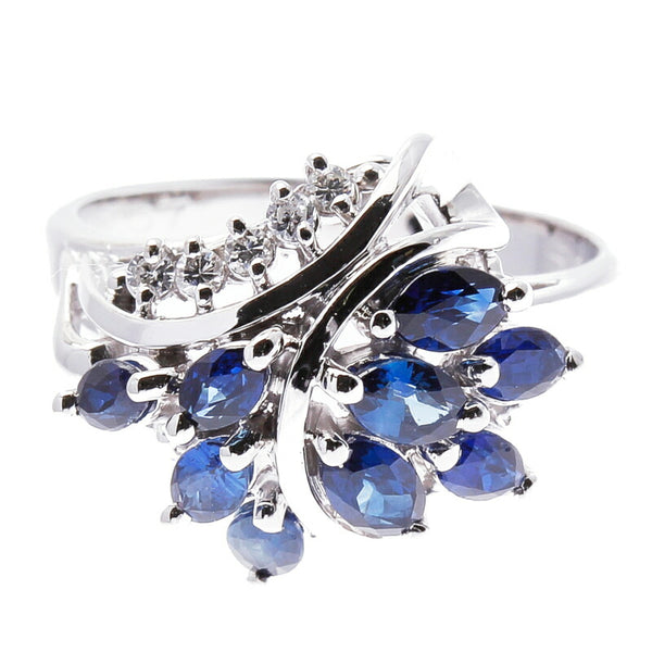 Pt900 プラチナ サファイア1.21ct ダイヤ0.07ct リング 指輪 レディース 12号 中古