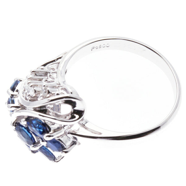 Pt900 プラチナ サファイア1.21ct ダイヤ0.07ct リング 指輪 レディース 12号 中古