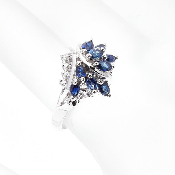 Pt900 プラチナ サファイア1.21ct ダイヤ0.07ct リング 指輪 レディース 12号 中古
