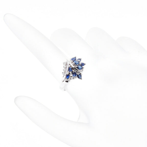 Pt900 プラチナ サファイア1.21ct ダイヤ0.07ct リング 指輪 レディース 12号 中古