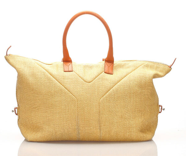 イヴ サンローラン イージー イエロー  キャンバス ボストンバッグ レディース YVES SAINT LAURENT 中古
