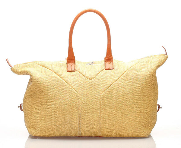 イヴ サンローラン イージー イエロー  キャンバス ボストンバッグ レディース YVES SAINT LAURENT 中古