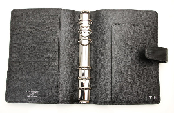 ルイ ヴィトン エピ アジェンダMM R20042 ブラック ノワール レザー 手帳カバー レディース LOUIS VUITTON 中古