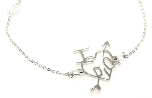 クリスチャンディオール シルバー　ハートアローアイラブ　 シルバー メタル ブレスレット レディース Christian Dior 中古