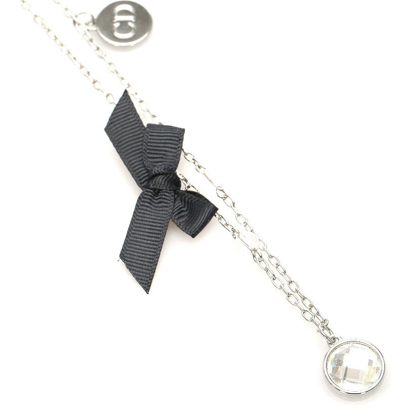 クリスチャンディオール シルバー メタル リボン パール ネックレス レディース Christian Dior 中古
