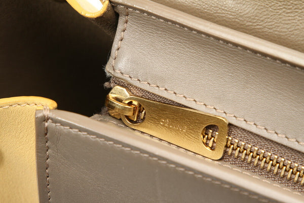 セリーヌ トラペーズ ホワイト イエロー レザー ショルダーバッグ レディース CELINE 中古