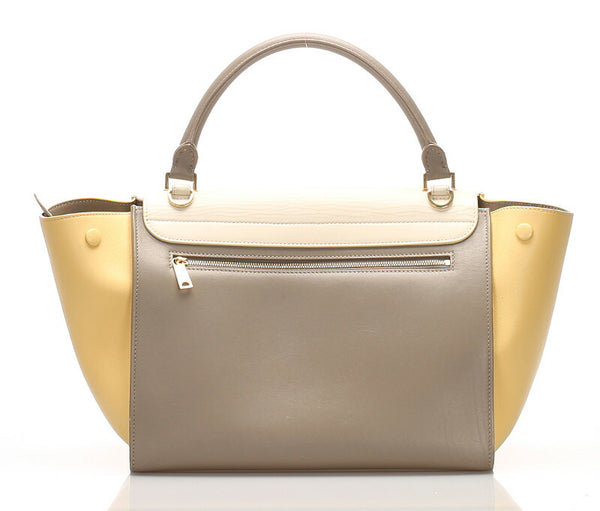 セリーヌ トラペーズ ホワイト イエロー レザー ショルダーバッグ レディース CELINE 中古