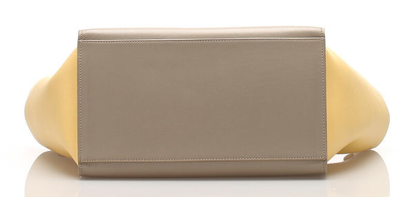 セリーヌ トラペーズ ホワイト イエロー レザー ショルダーバッグ レディース CELINE 中古