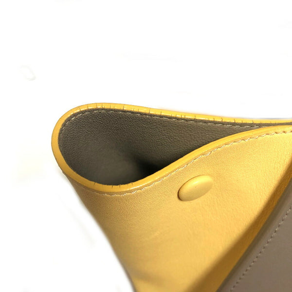 セリーヌ トラペーズ ホワイト イエロー レザー ショルダーバッグ レディース CELINE 中古