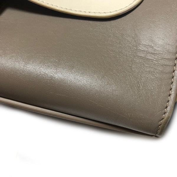 セリーヌ トラペーズ ホワイト イエロー レザー ショルダーバッグ レディース CELINE 中古