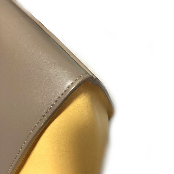 セリーヌ トラペーズ ホワイト イエロー レザー ショルダーバッグ レディース CELINE 中古