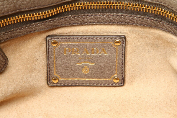 プラダ チェーン グレー レザー ショルダーバッグ レディース PRADA 中古