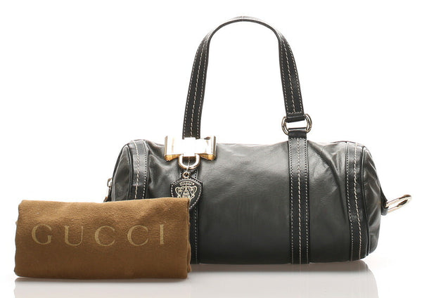 グッチ ドゥケッサ 181485 グリーン レザー ハンドバッグ レディース GUCCI 中古