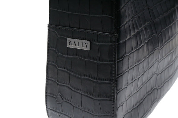 バリー クロコダイル型押し ブラック レザー ショルダーバッグ レディース BALLY 中古