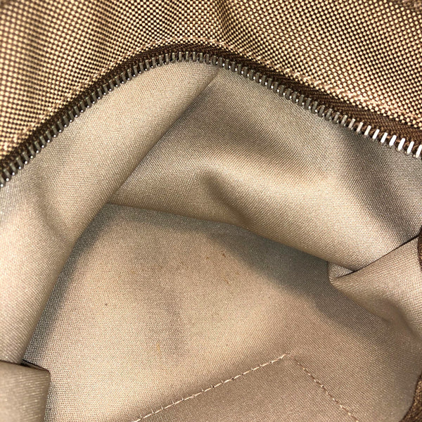 プラダ ロゴジャガード ベージュ キャンバス レザー ショルダーバッグ トートバッグ レディース PRADA 中古