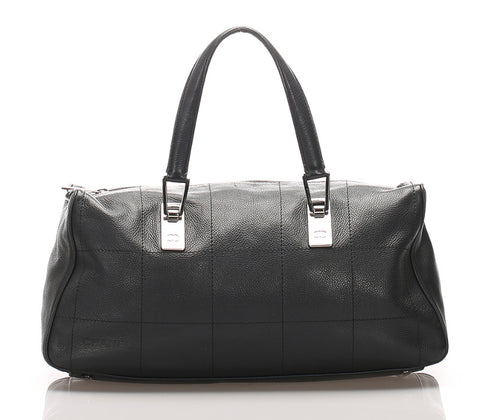 シャネル チョコバー ブラック  キャビアスキン ハンドバッグ レディース CHANEL 中古