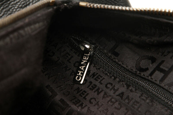 シャネル チョコバー ブラック  キャビアスキン ハンドバッグ レディース CHANEL 中古
