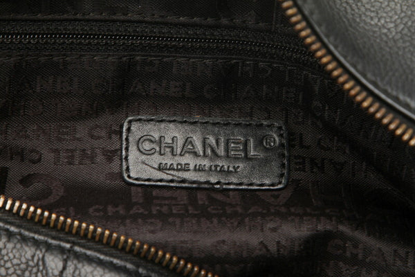 シャネル チョコバー ブラック  キャビアスキン ハンドバッグ レディース CHANEL 中古