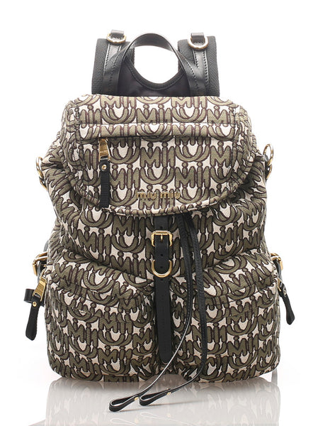 ミュウミュウ グリーン キャンバス リュック バックパック レディース MIUMIU 中古