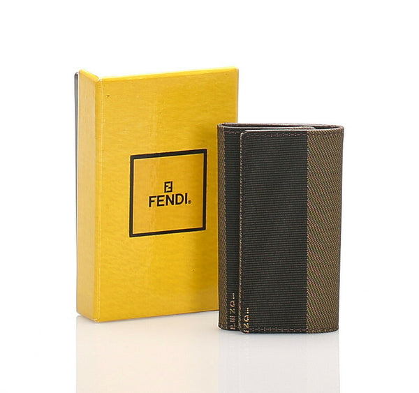 フェンディ ペカン ブラウン ナイロン レザー 6連 キーケース レディース FENDI 中古