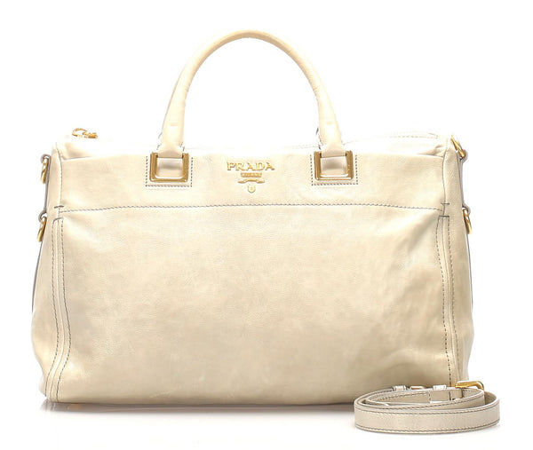 プラダ グレー レザー ショルダーバッグ レディース PRADA 中古