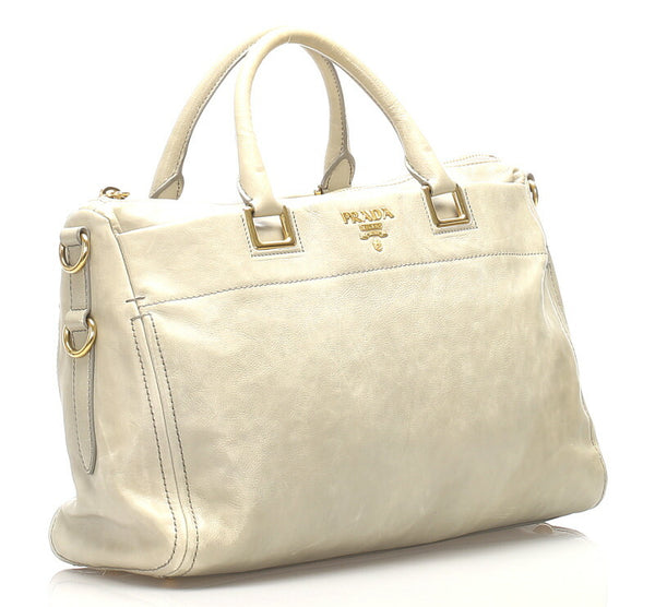 プラダ グレー レザー ショルダーバッグ レディース PRADA 中古